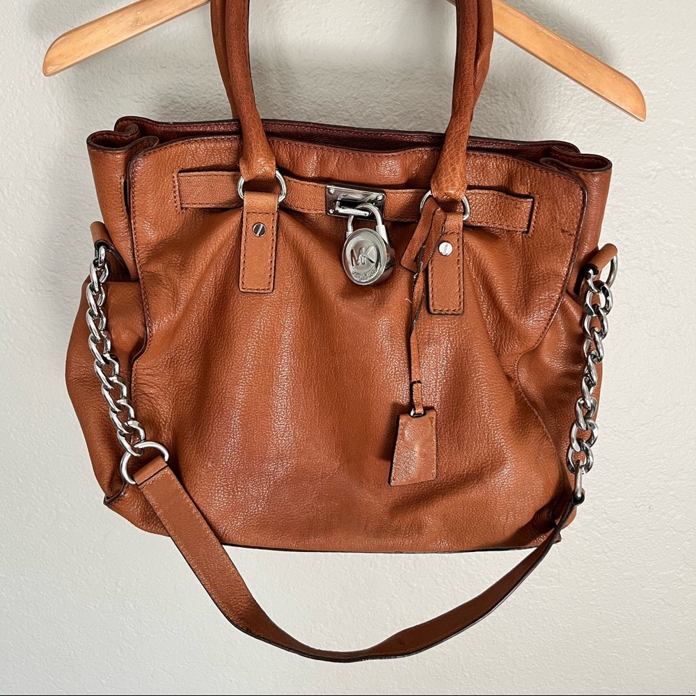 MICHAEL, Michael Kors Tan Leather Large Hamilton North South Tote